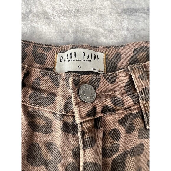 Blank Paige Womens Brown Tan Cheetah‎ Print Cut Off Denim Shorts Size Small - Picture 3 of 4